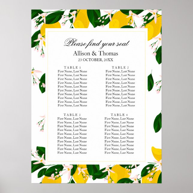 Poster Banner de boas-vindas do casamento Lemon amarelo (Frente)