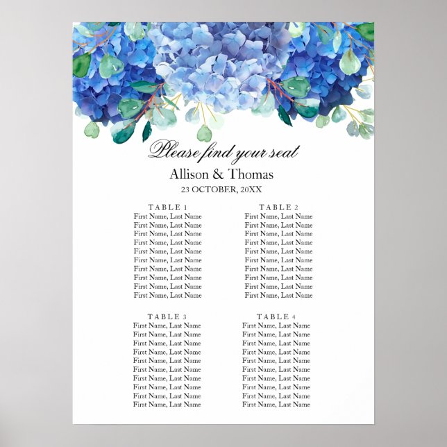 Poster Banner de boas-vindas hydrangea azul (Frente)