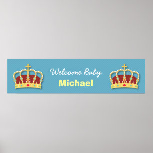 Pôster Banner de Boas-Vindas para Chá de Bebê do Príncipe