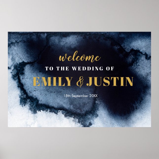 Poster Banner de casamento de boas-vindas da Black Ink Wa (Frente)