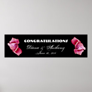 Poster Banner de Casamento ou Noivado de Rosas Rosa
