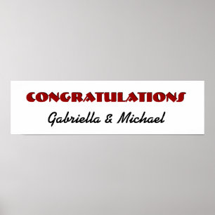 Pôster Banner de Casamento ou Noivado VERMELHO e PRETO V1