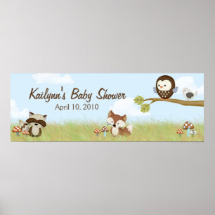 Pôster Banner de Chá de fraldas de Amigos da Floresta