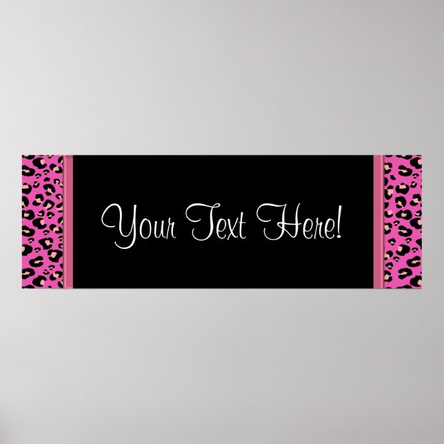 Poster Banner de Chá de fraldas Leopardo Rosa-Quente (Frente)