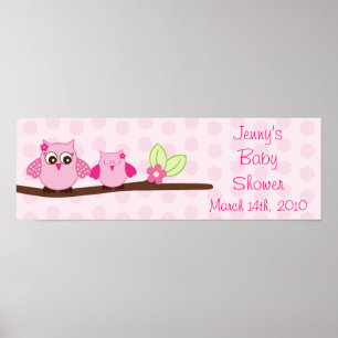 Pôster Banner de Chá de fraldas Personalizado de Coruja R