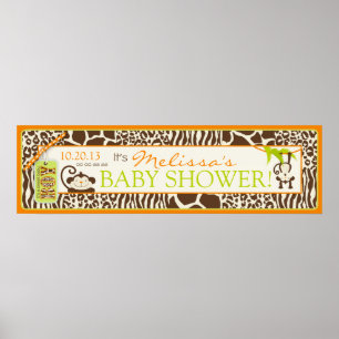 Pôster Banner de Chá de fraldas Safari Macaco-Macaco