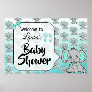 Poster Banner de Chá de fraldas Themed Elephant de Boas-v