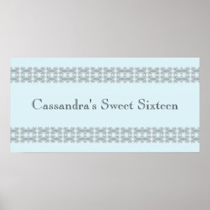 Pôster Banner de festa de aniversário com renda de joia a