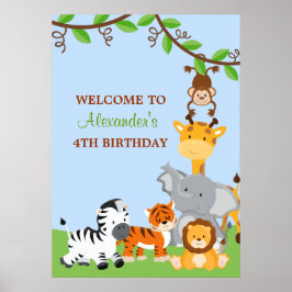 Pôster Banner de Festa de aniversário da Selva Safari