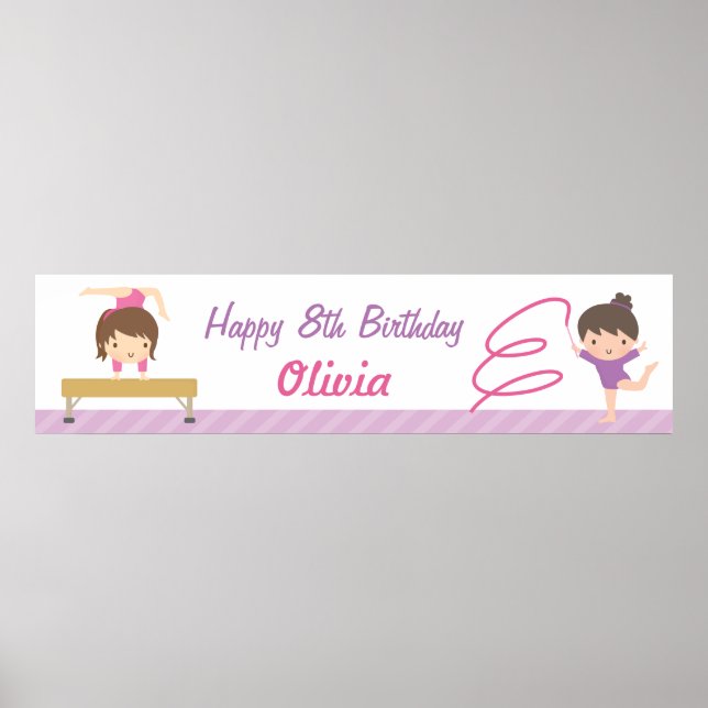 Pôster Banner de Festa de aniversario de meninas da ginás (Frente)