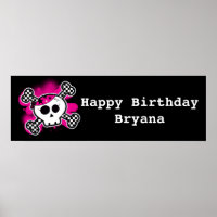 Banner de Festa de aniversario de meninas do Skull