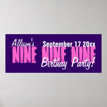 Banner de Festa de aniversário Personalizado com 9