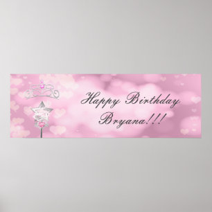 Pôster Banner de festa de aniversário personalizado com v