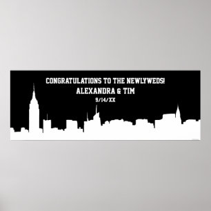 Poster Banner de Festa de casamento Silhuette Skyline NYC