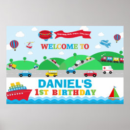 Poster Banner de Fundo de Aniversário de Transporte Menin