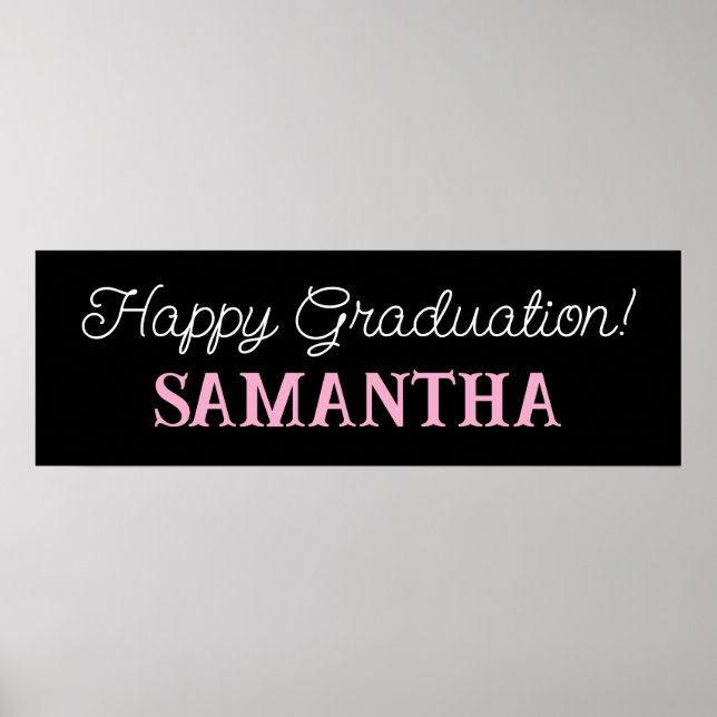 Poster Banner de Graduação Feliz, Festa de formatura Deco (Frente)