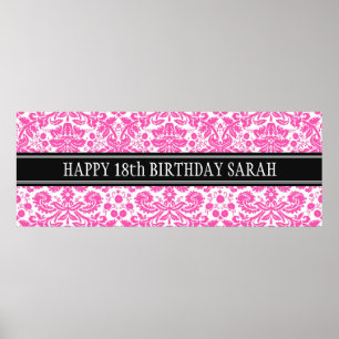 Pôster Banner de nome do ano personalizado de aniversário