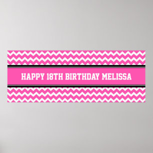 Pôster Banner de nome do ano personalizado de aniversário