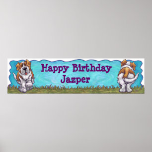 Pôster Banner de Santo Bernard Birthday