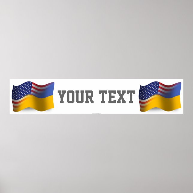 Poster Banner de Sinalizador de Onda Ucraniano-Americano (Frente)