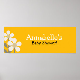 Pôster Banner do Chá de fraldas AMARELO pop