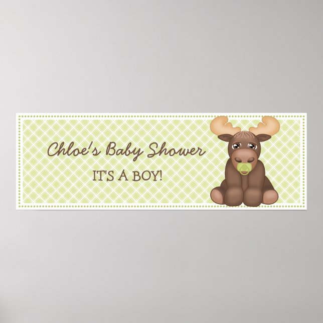 Pôster Banner do Chá de fraldas Baby Moose (Frente)