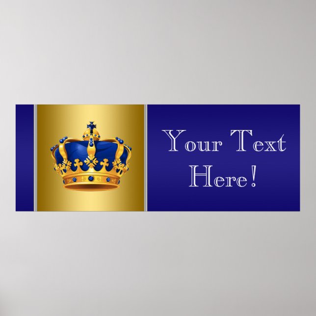 Poster Banner do Chá de fraldas Príncipe Azul e Dourado (Frente)