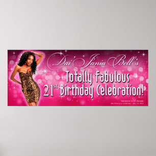 Pôster Banner do Partido Leopardo Sparkle Bombshell 40x16