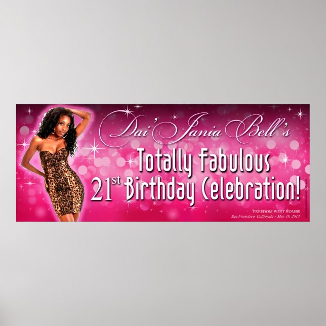 Pôster Banner do Partido Leopardo Sparkle Bombshell 40x16 (Frente)