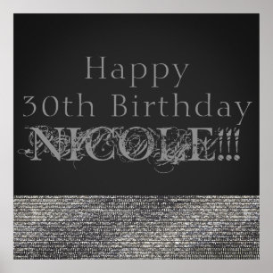 Pôster Banner do Partido Silver Sparkle Modern Glam Sequi