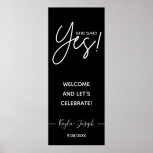 Poster Banner Ela disse Sim preto Cartaz de boas-vindas E