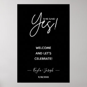 Poster Banner Ela disse Sim preto Cartaz de boas-vindas E