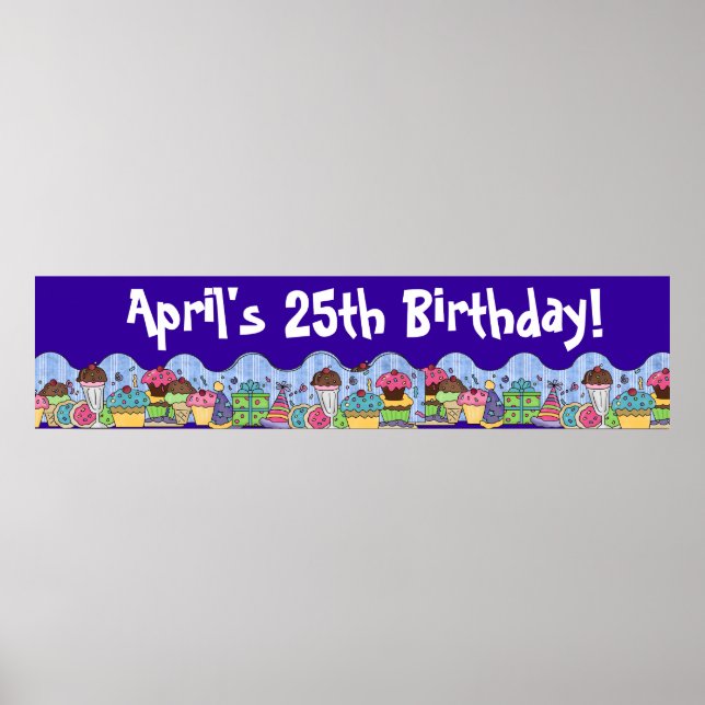 Pôster Banner festa de aniversário (Frente)