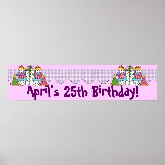 Pôster Banner festa de aniversário (Frente)