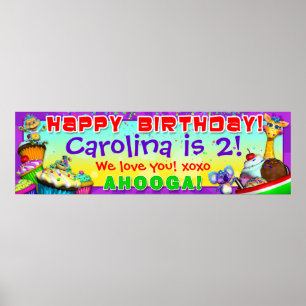 Poster Banner GiggleBellies de 40"x12" Cupcakes B-Day