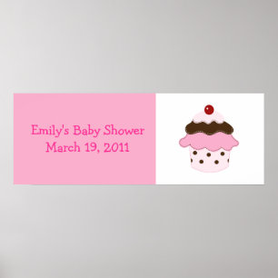 Pôster Banner Personalizado Cor-de-Cupcake Lil Cor-de-Ros