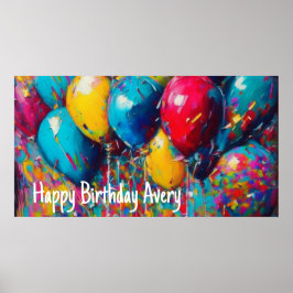 Poster Banner Personalizado de Aniversário | Balões Color