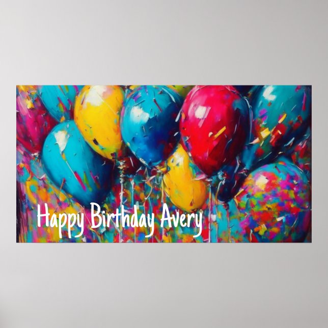 Poster Banner Personalizado de Aniversário | Balões Color (Frente)