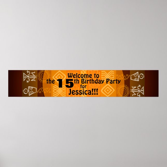 Pôster Banner personalizado de Festa de aniversário 15 60 (Frente)