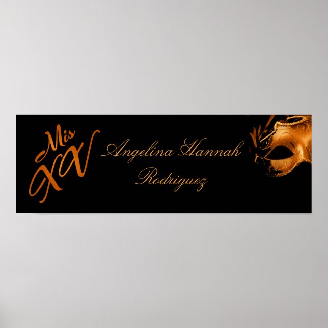 Poster Banner personalizado Mis XV Laranja de 22,5"x7,5" (Frente)