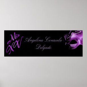 Poster Banner personalizado Mis XV Roxo 22,5"x7,5"