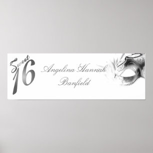 Pôster Banner personalizado Sweet 16 16 de 22,5" x7,5"