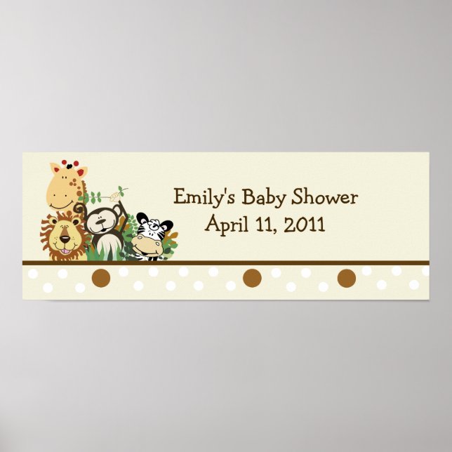 Pôster Banner Personalizável da Selva de Zoo - Tan (Frente)