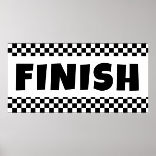 Poster Banner Preto e Branco da Linha de Término da Corri