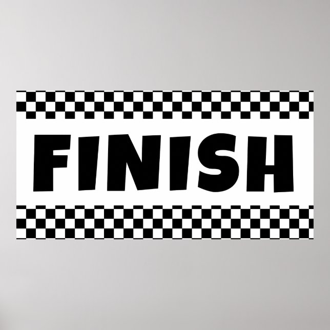 Poster Banner Preto e Branco da Linha de Término da Corri (Frente)