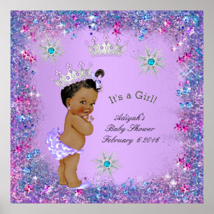 Poster Banner Princesa Chuvada de Bebê Lilás Turquesa Ros