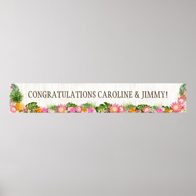Pôster Banner Rustic Wedding de Luau Hawaiian Beach (Frente)