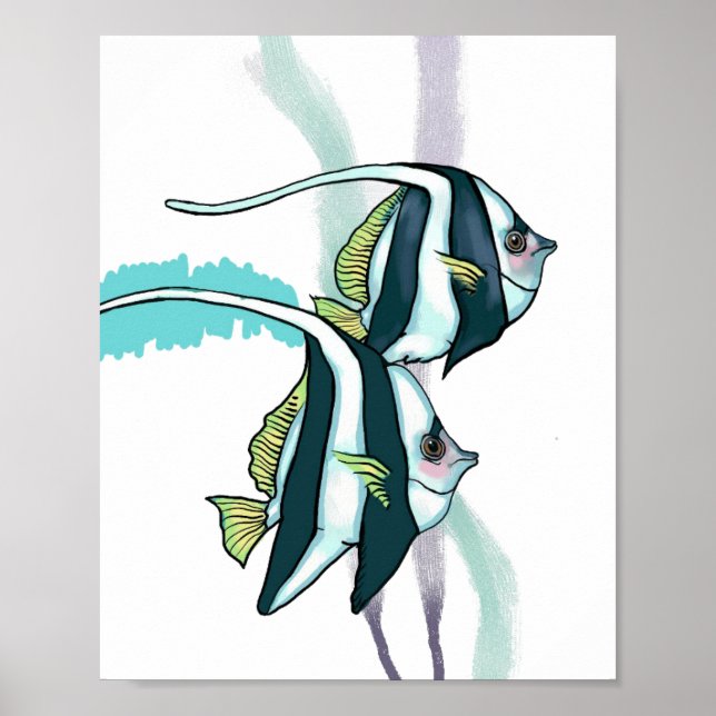 Poster Bannerfish De Recife, Peixes Espalhados Submarinos (Frente)