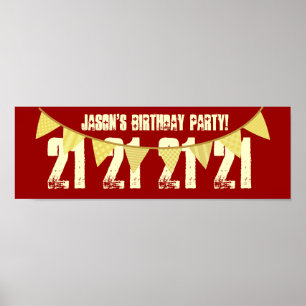 Pôster BANNERS AMARELOS DE Nome Personalizado de aniversá