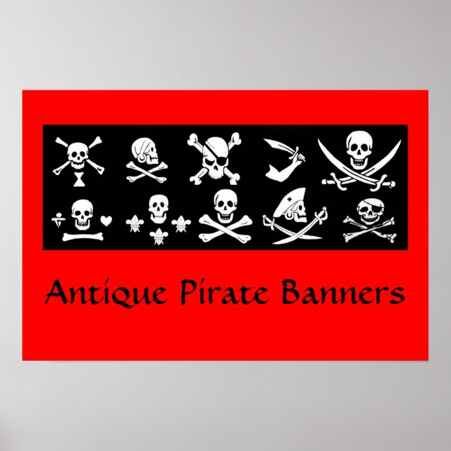 PÔSTER BANNERS DE PIRATAS PRETOS CRUZADOS, OSSOS CRUZADOS (Frente)